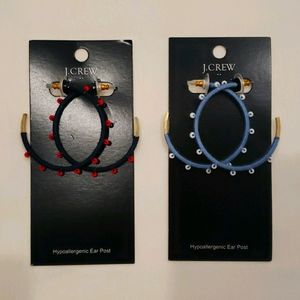 NWT J.CREW THREAD AND BEAD HOOP EARRINGS